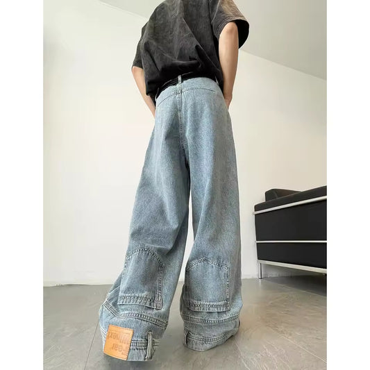Trendy American Style Men's Jeans Loose Fit Straight Leg Wide Leg Casual Style Spring Season 2024 New Arrival Vibewashing
